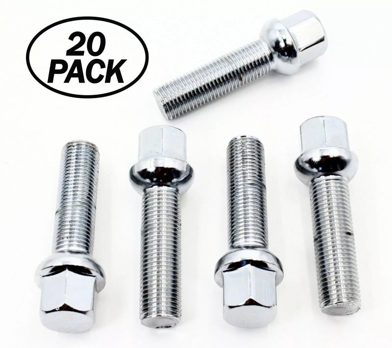 Veritek Performance Set of 20 Veritek 14x1.5mm 2.75 Inch 45mm Shank Length 17mm Hex Chrome R12 Ball Seat Wheel Lug Bolts for Mercedes Mercedes S CL Class Sedans & GL GLK ML SUV Factory Wheels - Image 2